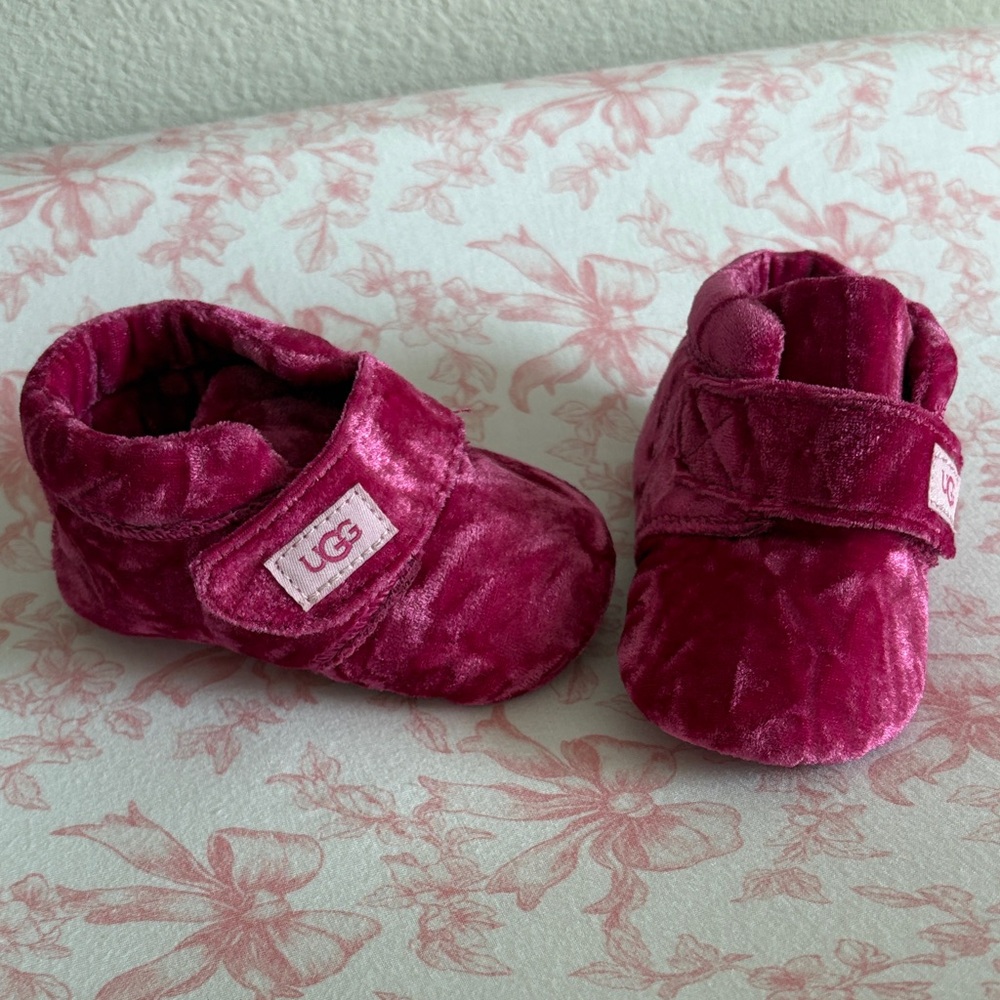 UGG Baby Velvet Crib Shoes in Bright Magenta